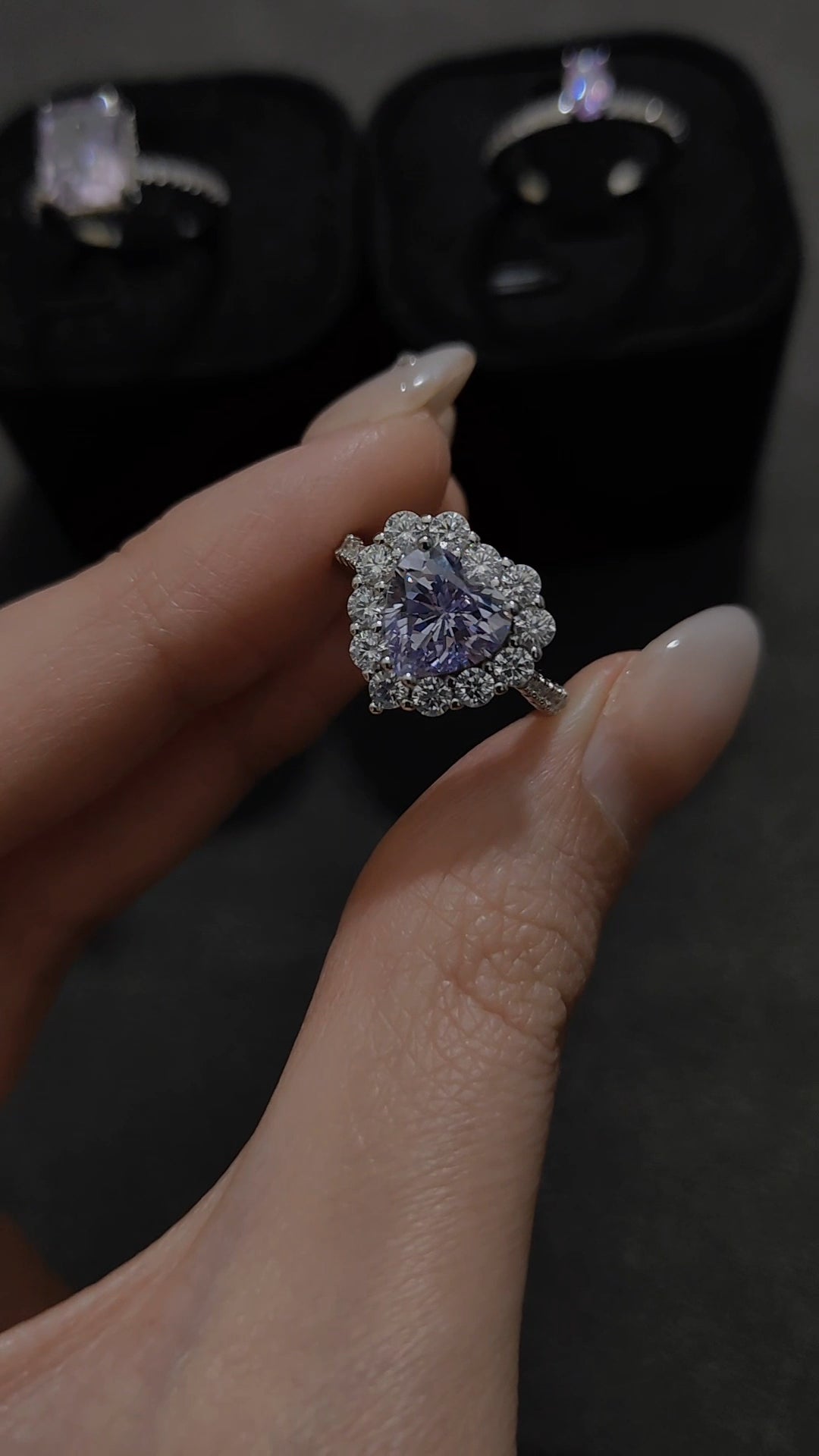 Lavender heart-shaped ring