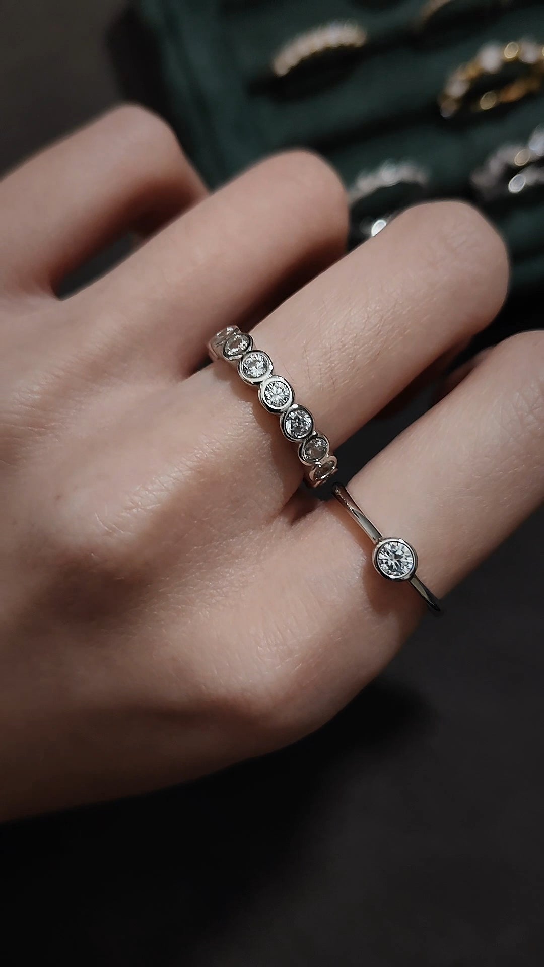 圓形冰花泡泡包鑲戒