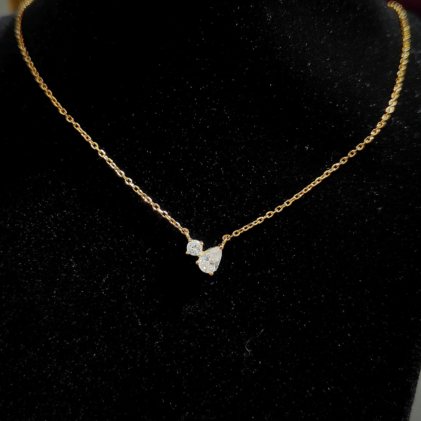Double Stone Ice Flower Small Everyday Necklace