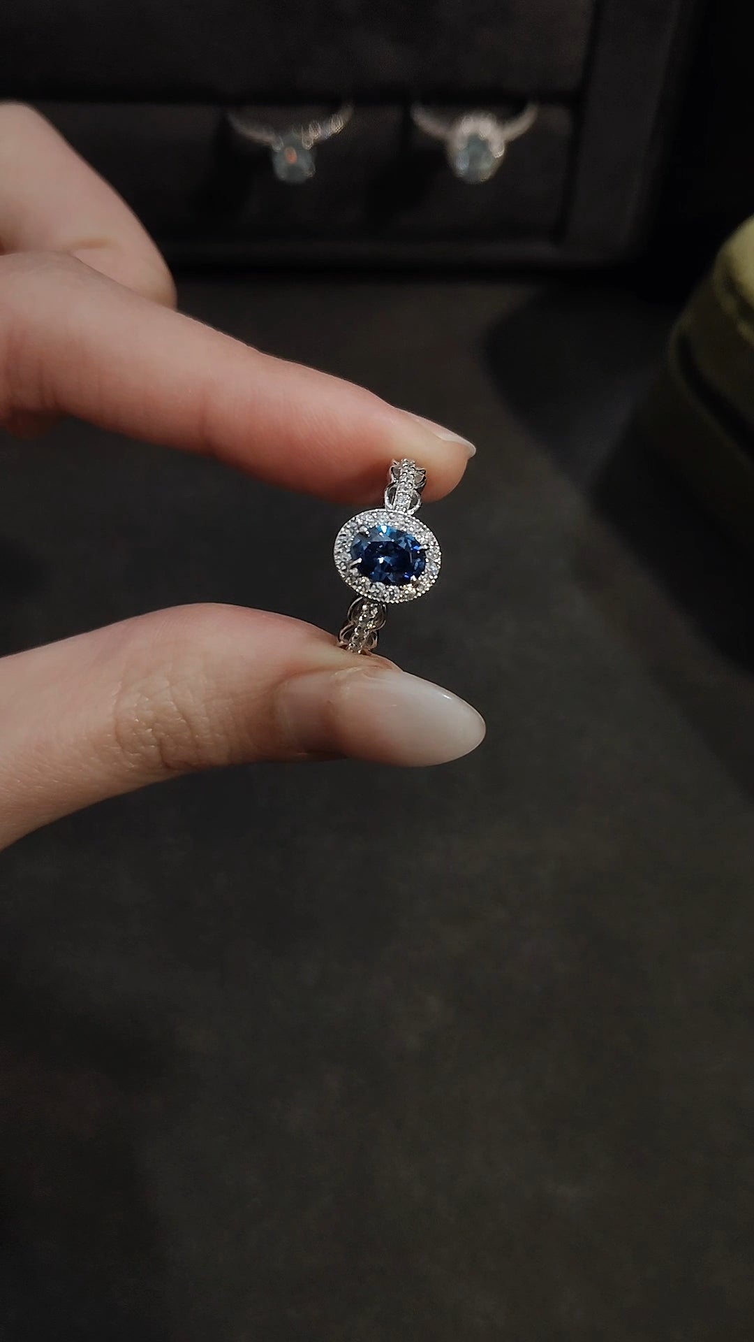 Oval Midnight Blue Diamond Ring