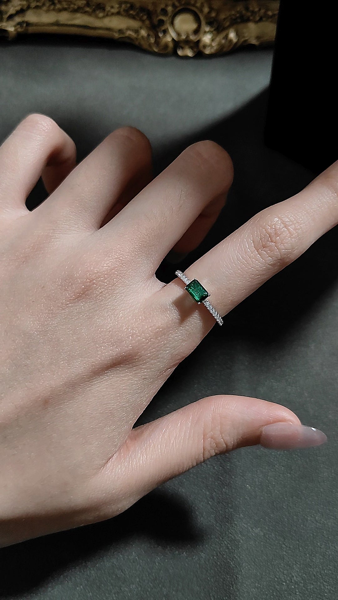 Horizontal Emerald Ring