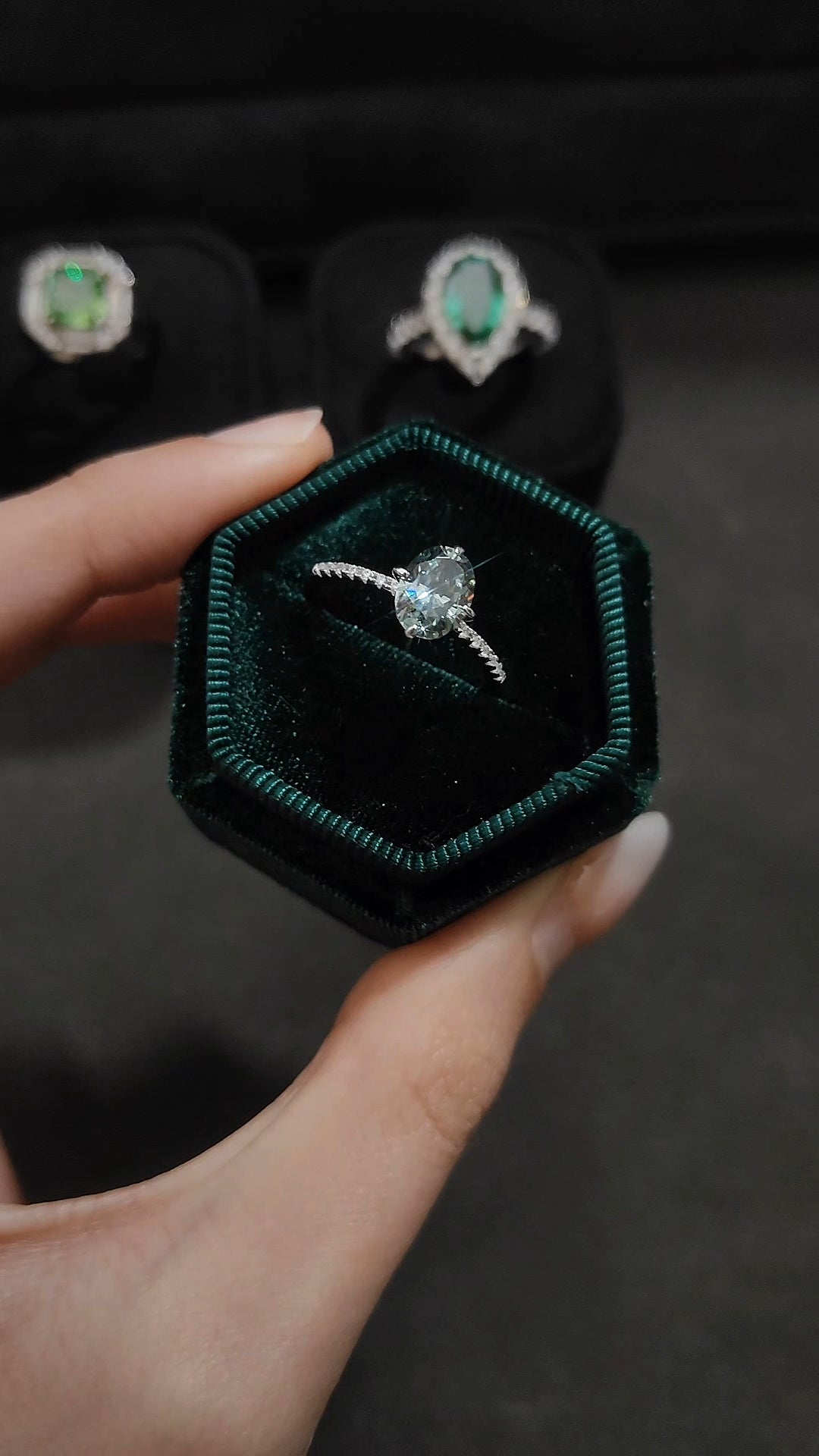 Oval Secret Forest Green Ring