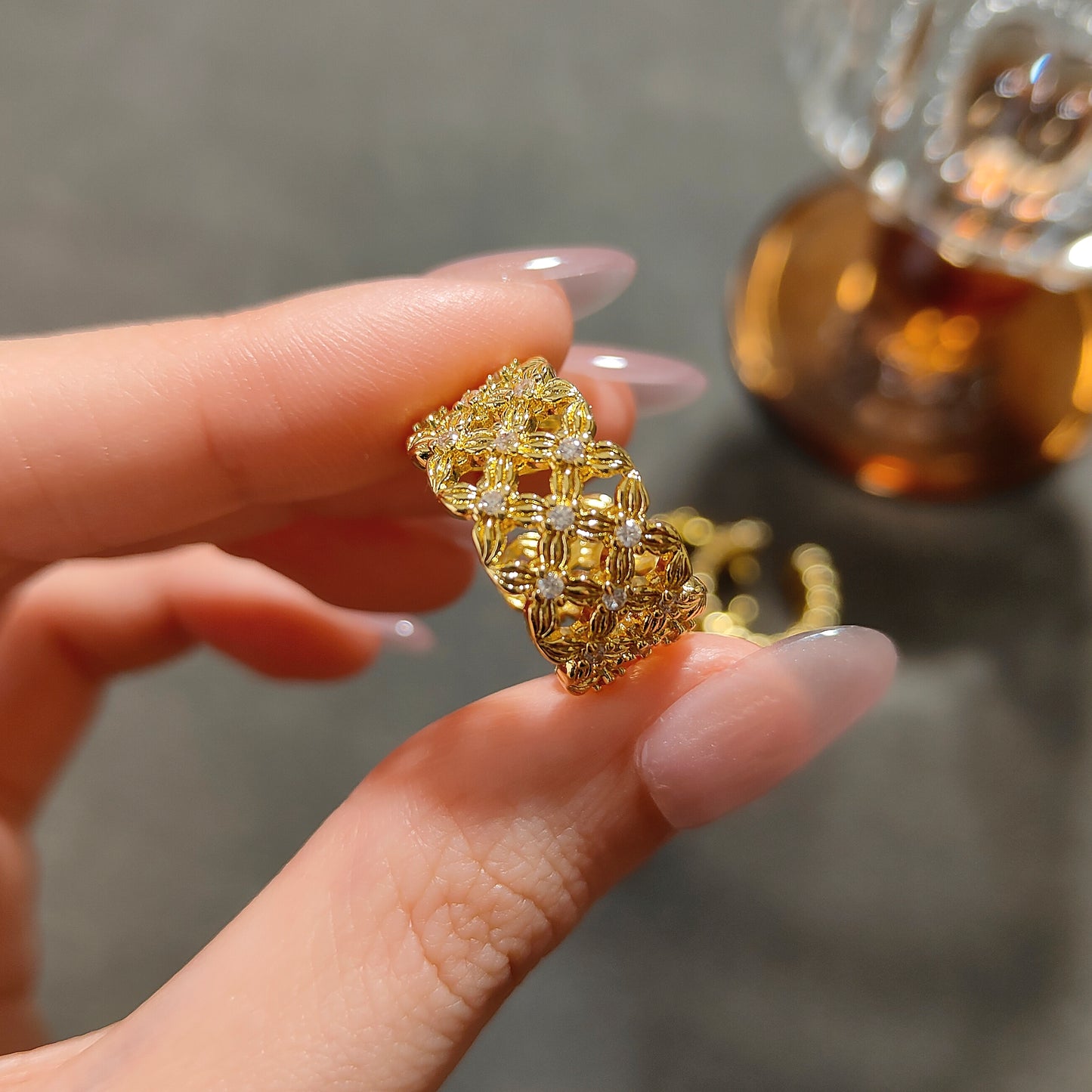 義大利精工雕刻金戒開口戒