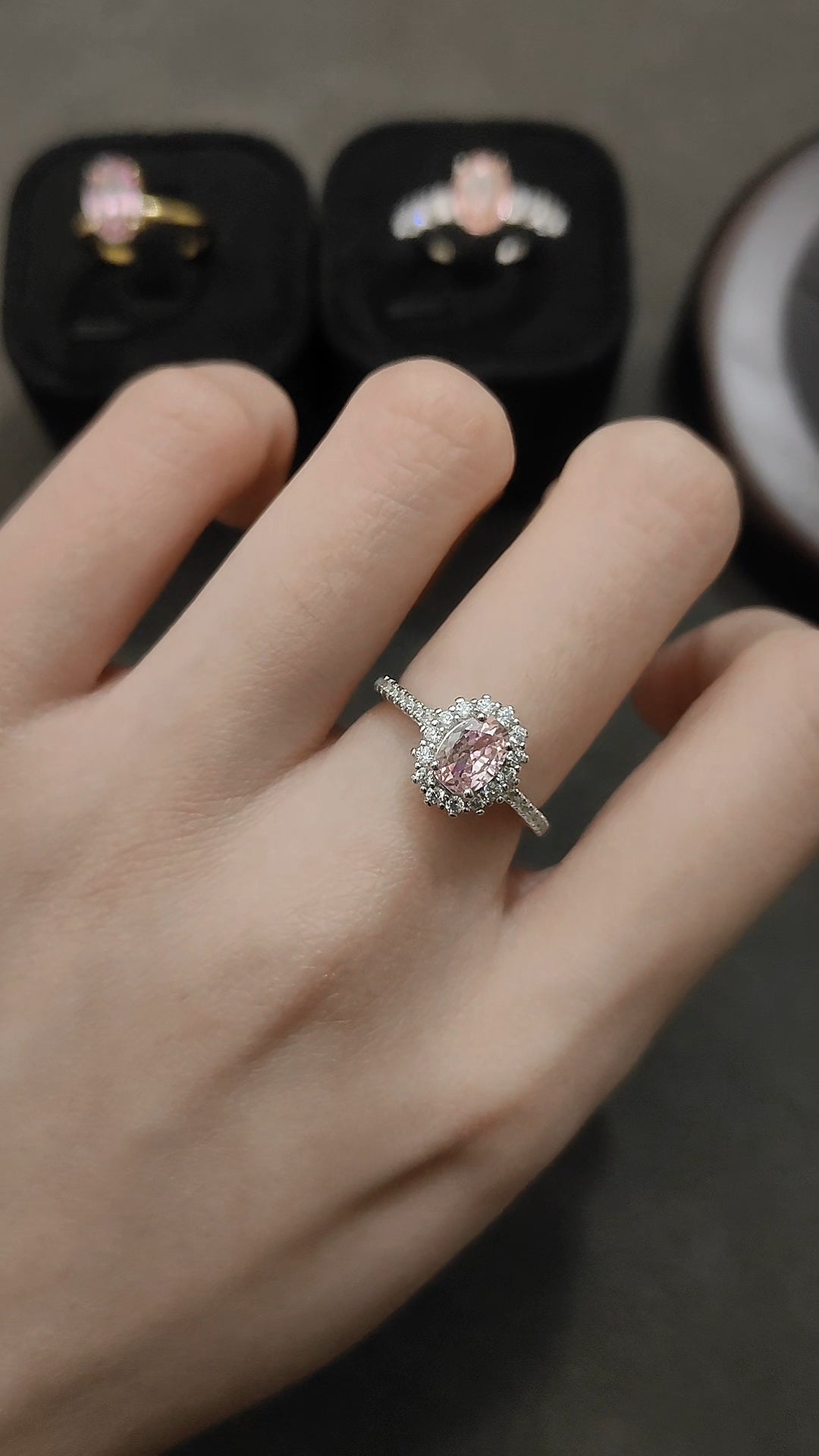 Oval cherry blossom pink Diana ring