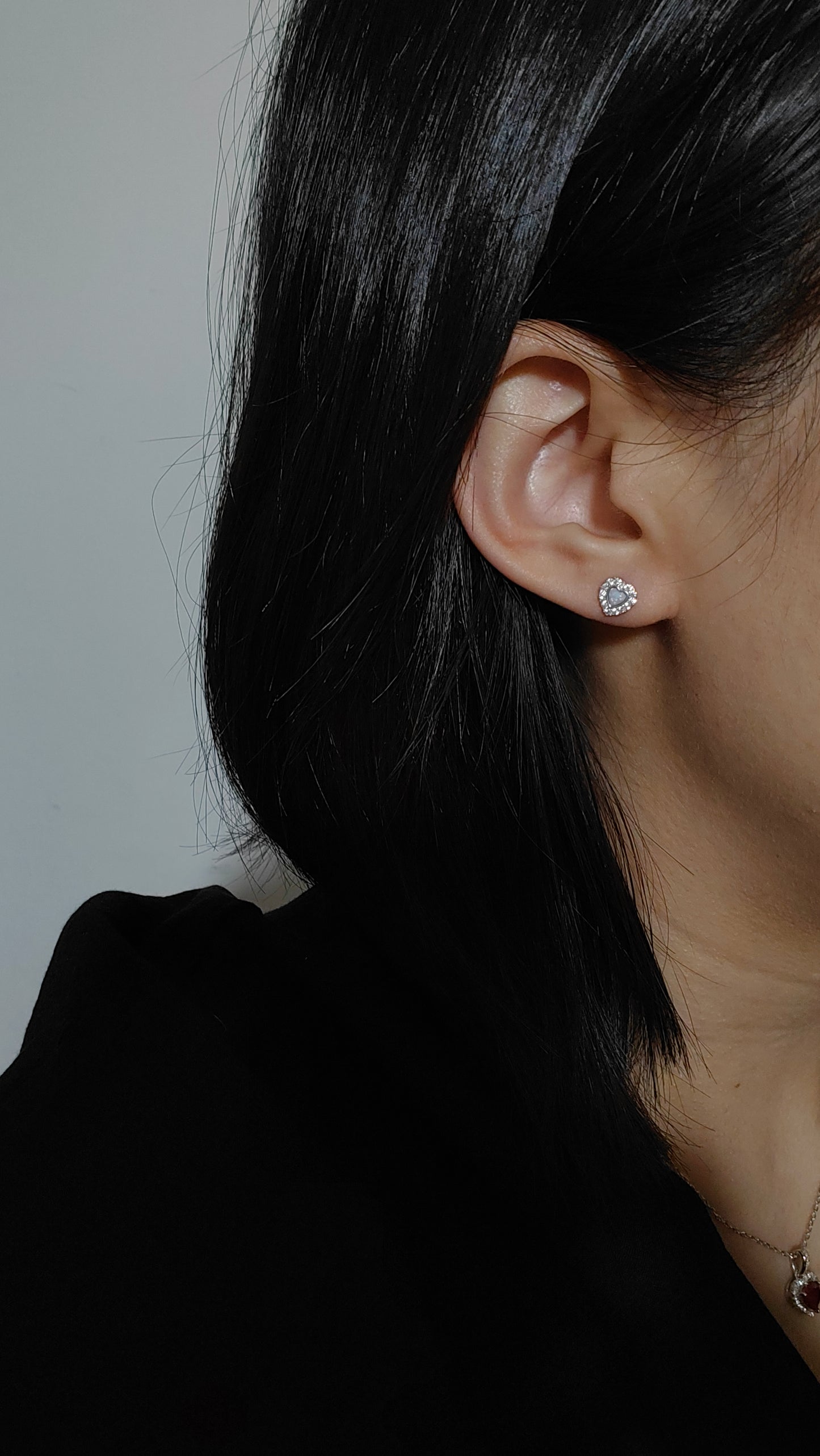 Vintage Opal Heart Earrings