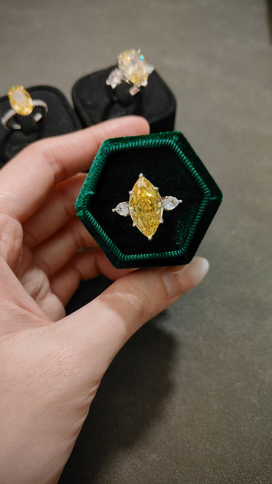 馬眼形富婆冰花黃鑽戒