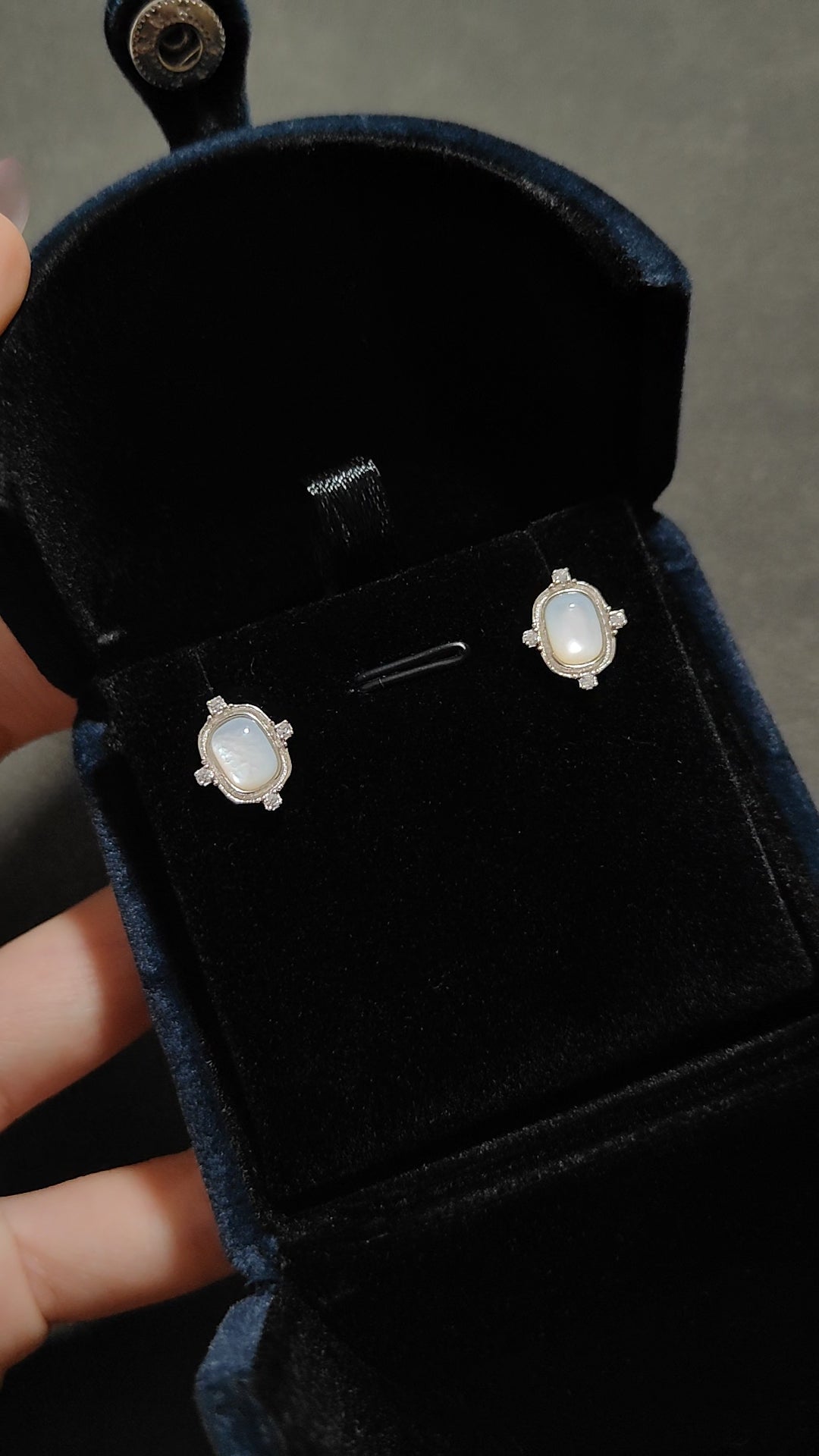French white mother-of-pearl vintage earrings