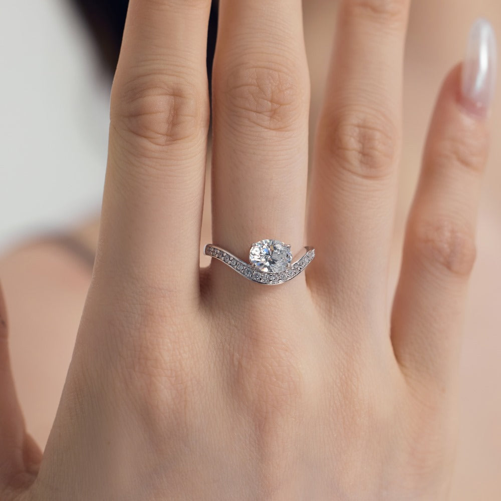 European and American all-match light luxury ice flower silver ring