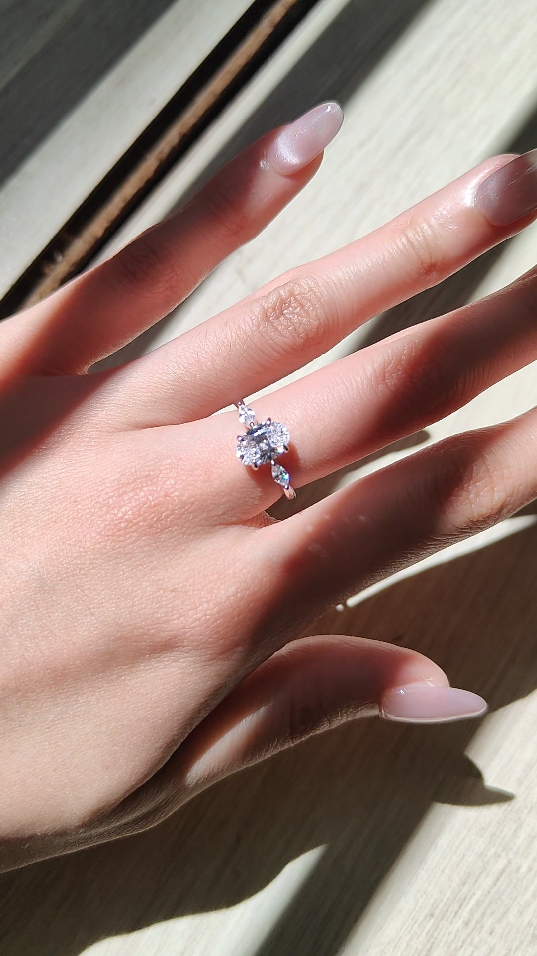 Oval Three Stone Small Ring