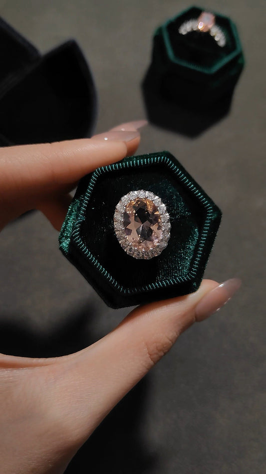 橢圓復古摩根粉鑽戒