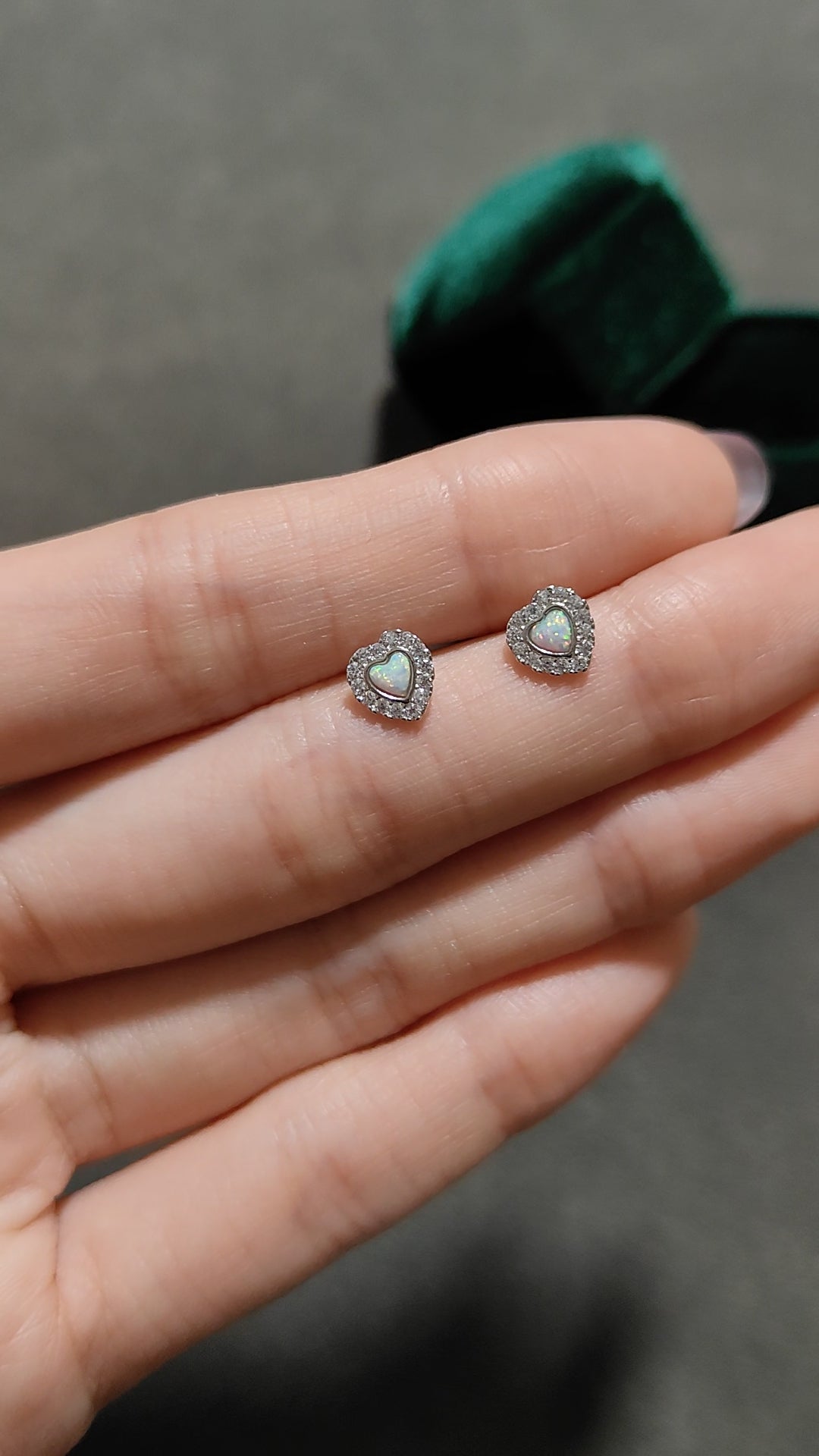 Vintage Opal Heart Earrings