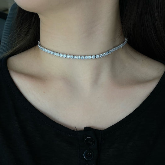 Full diamond inlaid tennis choker necklace