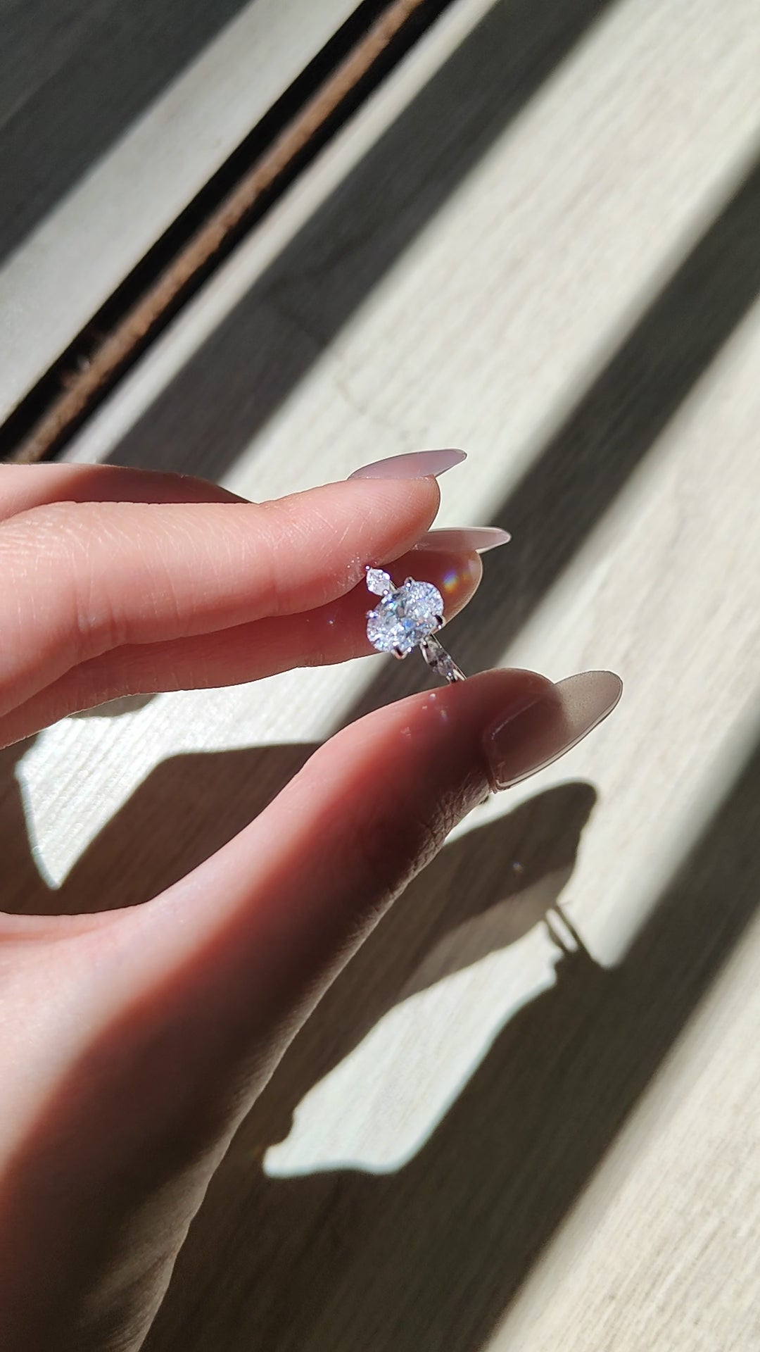 Oval Three Stone Small Ring