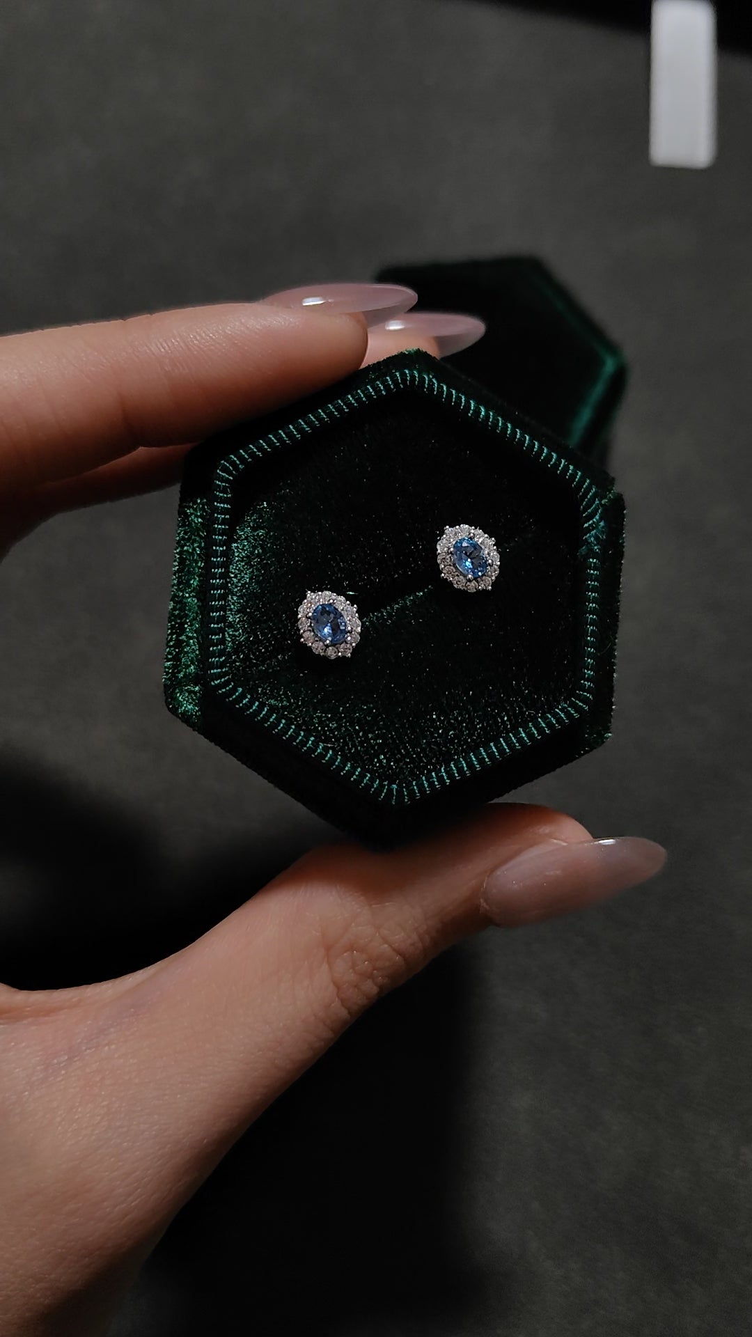 Smoky blue small classic earrings