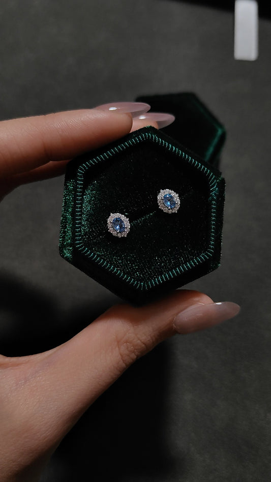 Smoky blue small classic earrings