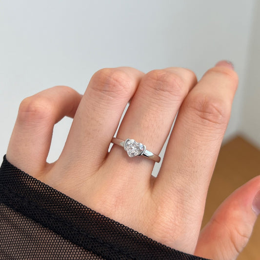 European and American all-match light luxury ice flower silver ring