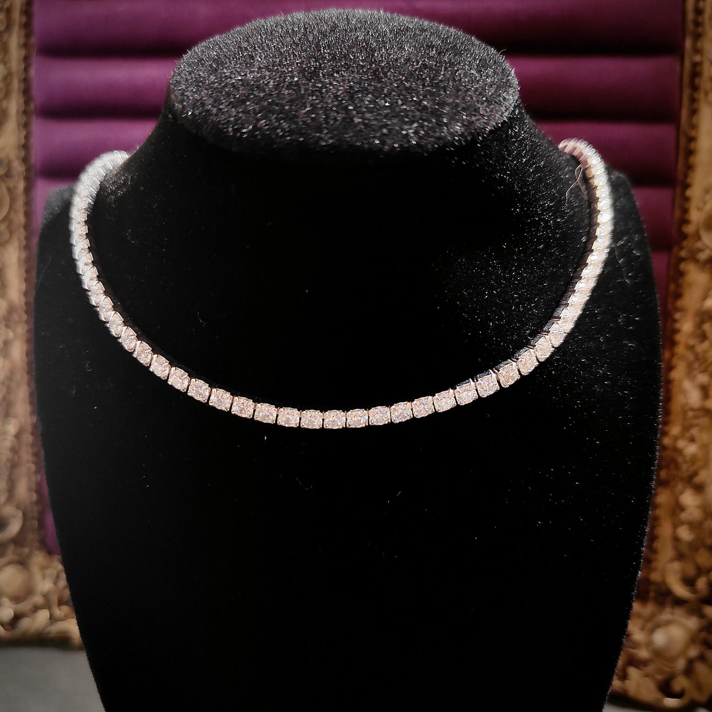 Full diamond inlaid tennis choker necklace