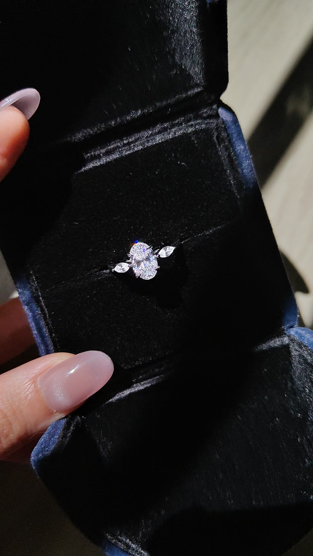 Oval Three Stone Small Ring