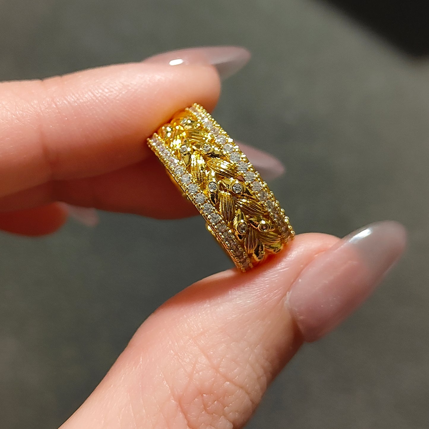 義大利精工雕刻金戒開口戒