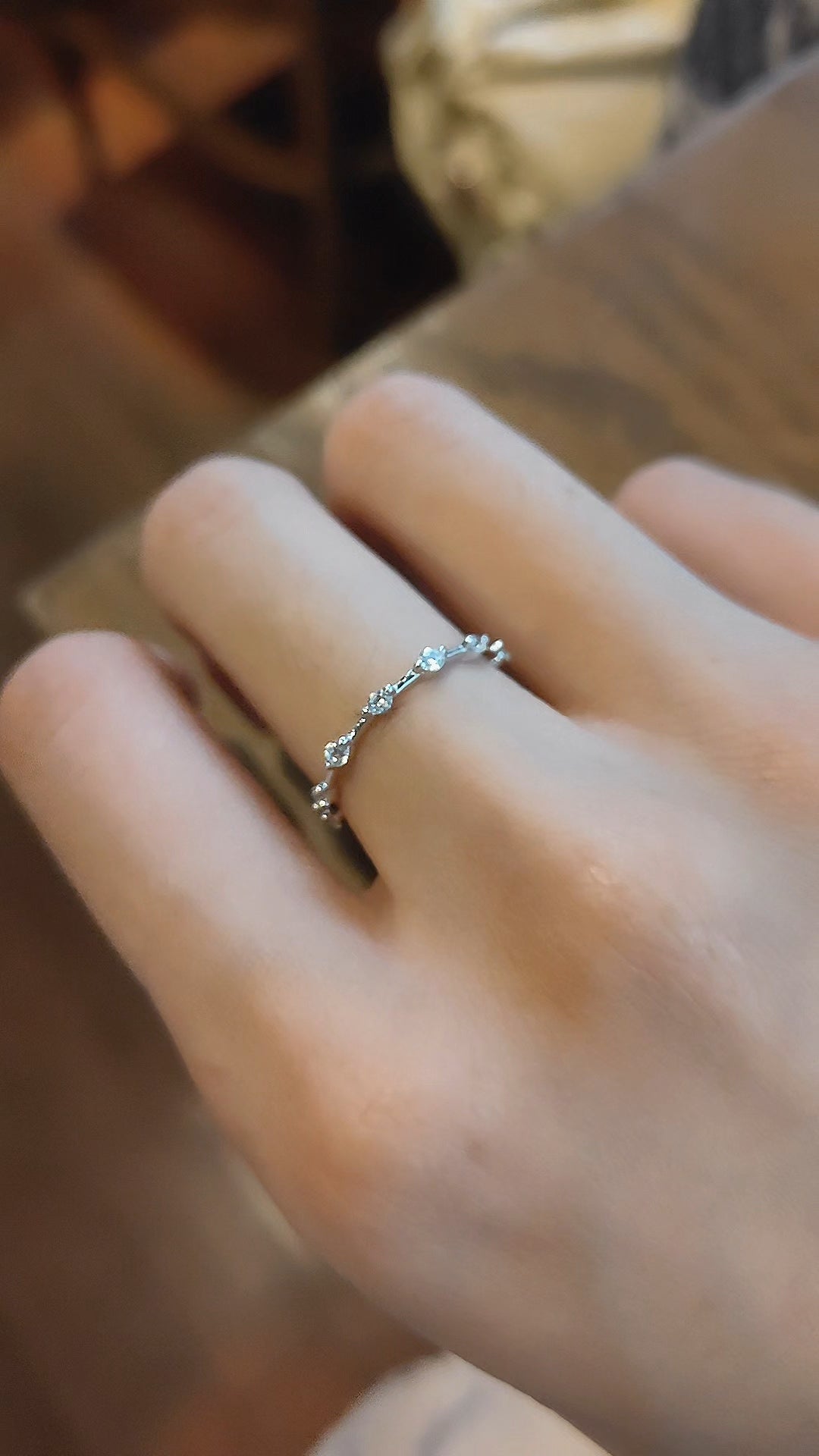 Japanese style personalized star sparkle thin ring